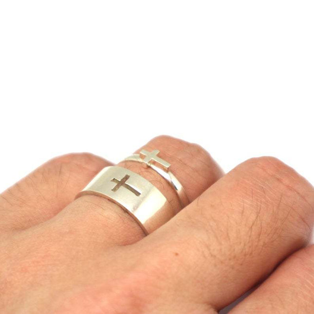 Cross Design Stainless Steel Couple Ring