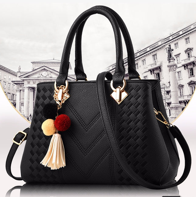 Women's Leather Handbag – Multi-Compartment, 7 Colors