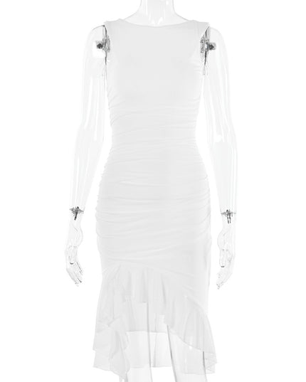 Sleeveless Bodycon Midi Dress – Slim Fit Round Neck Party Dress