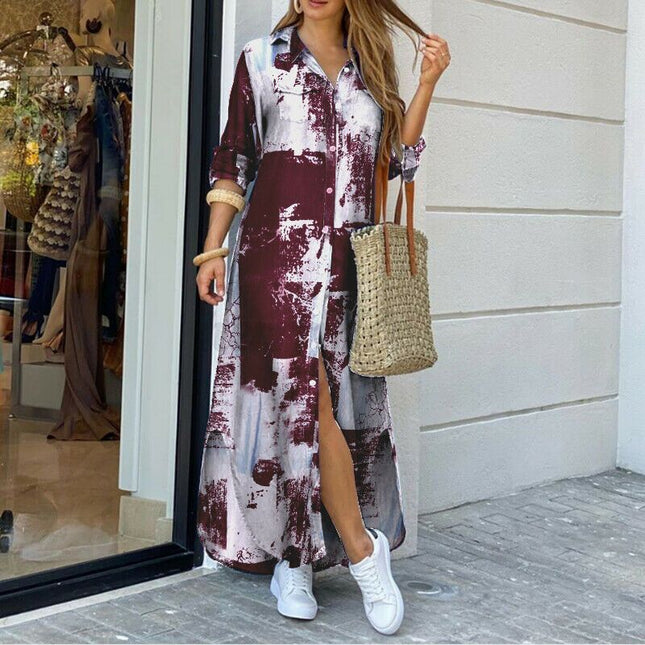Women's Printed Long Fashion Dress – 16 Prints, S–5XL, Spring & Summer