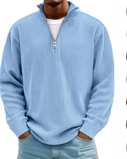 Men's Quarter Zip Stand Collar Sweatshirt – Warm Casual Pullover | 10 Colors | S–5XL