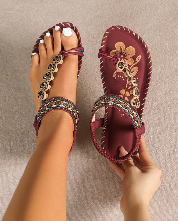 Women's Bohemian Rhinestone Embellished Sandals – Lightweight, Non-Slip, 3 Colors, US 6–13