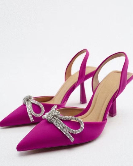 Women's Bow High Heel Sandals – Non-Slip, Black, Blue & Rose Red, EU 36–43