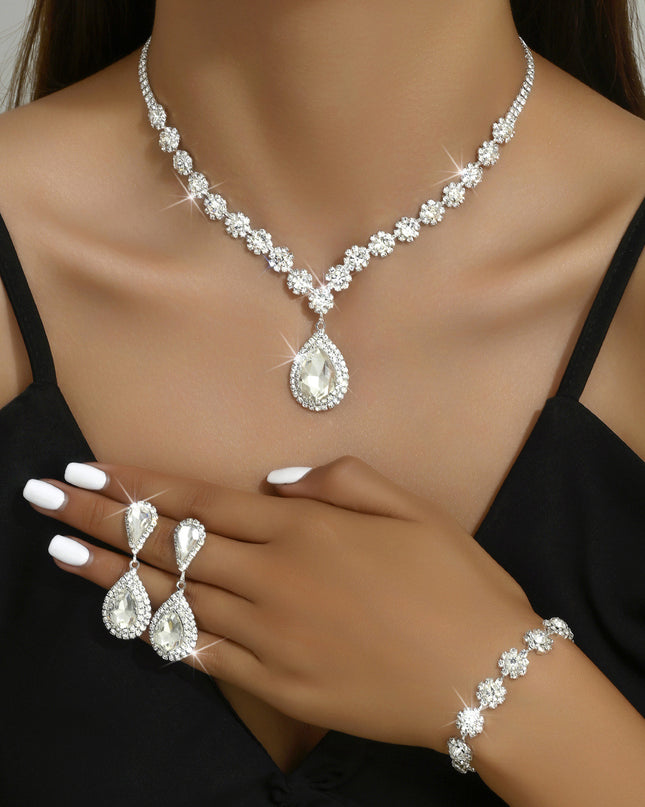 Fashion Jewelry Bridal Jewelry Suit Necklace Ear Stud Bracelet Three-piece Set