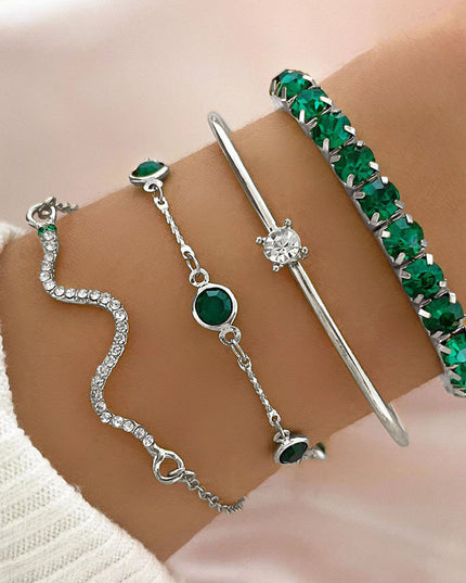 Snake-Motif Stretch Bracelet Set | 4-Piece Stacking Jewelry for Women