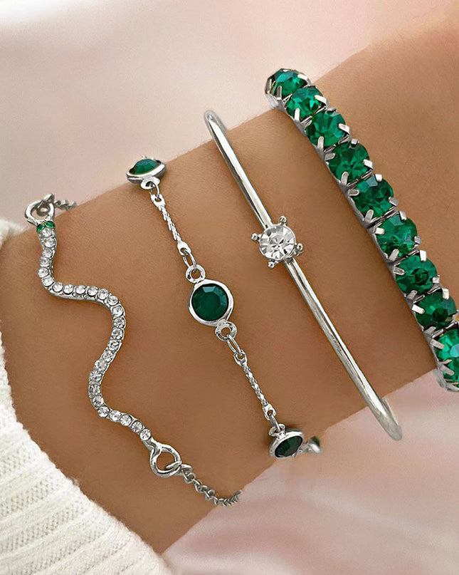 Snake-Motif Stretch Bracelet Set | 4-Piece Stacking Jewelry for Women