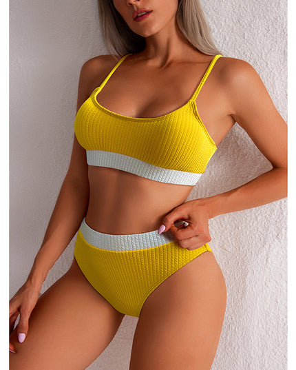 Women's High Waist Ribbed Bikini Set – 17 Colors
