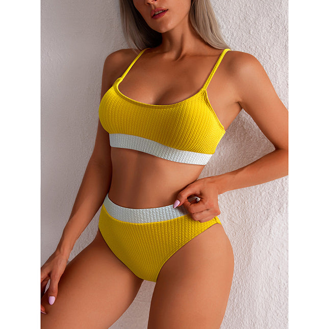 Women's High Waist Ribbed Bikini Set – 17 Colors