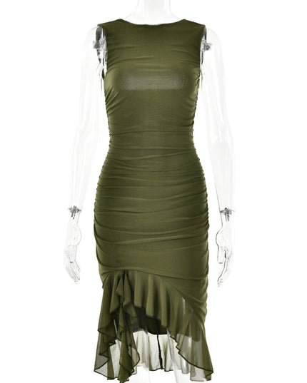 Sleeveless Bodycon Midi Dress – Slim Fit Round Neck Party Dress