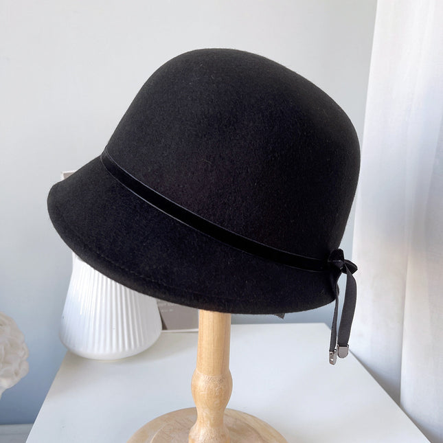 Women's Bow Wool Felt Hat – Adjustable, 3 Colors