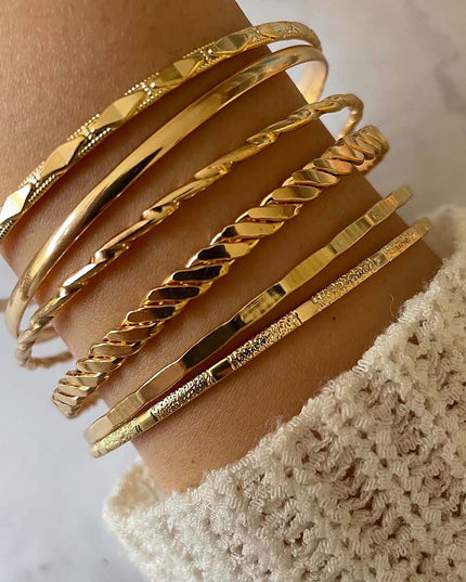 Bohemian Gold Chain Bracelet Set – 6-Piece Stacked Jewelry