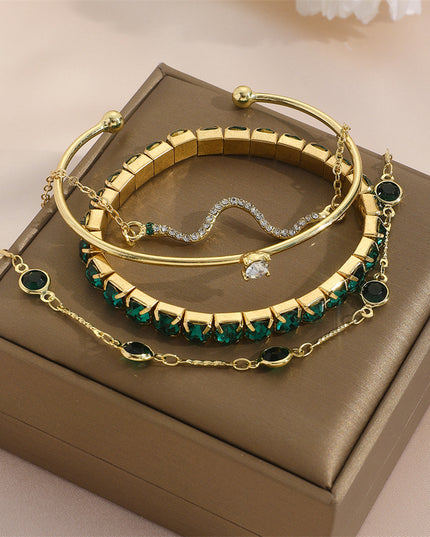 Snake-Motif Stretch Bracelet Set | 4-Piece Stacking Jewelry for Women