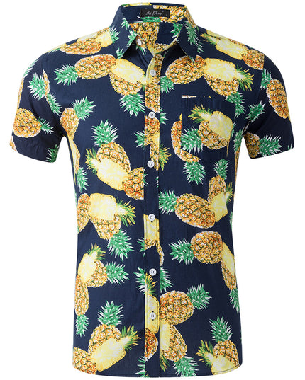 Men's 100% Cotton Printed Short Sleeve Shirt – 13 Prints, Sizes S–XXL