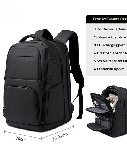 Men's Urban Minimalist Business Backpack – USB Port, 20–35L, Laptop Ready
