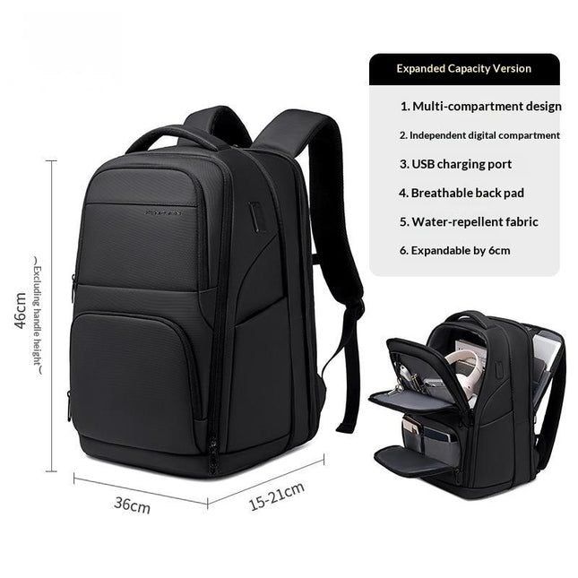 Men's Urban Minimalist Business Backpack – USB Port, 20–35L, Laptop Ready