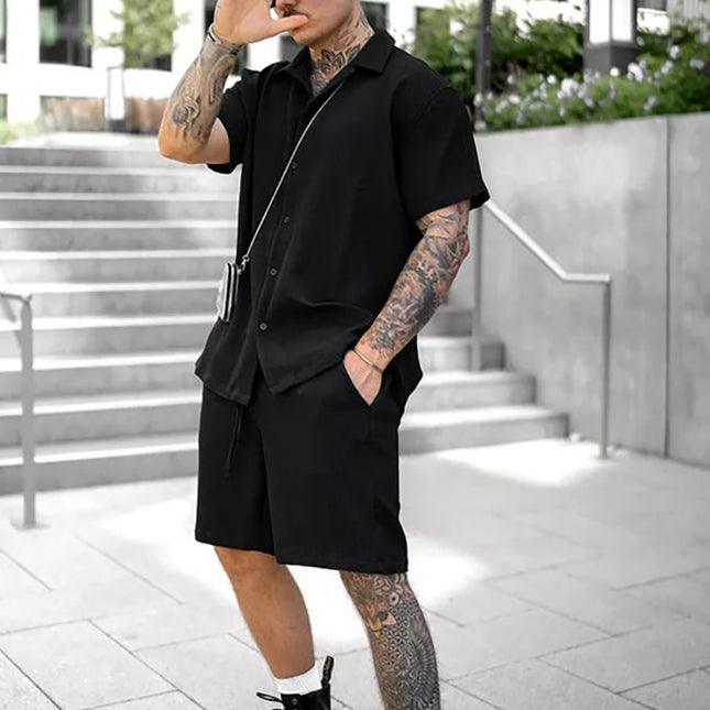 Men's Cotton Polo Shirt & Shorts Set – Casual 2-Piece Summer Suit | 5 Colors | S–XXXL