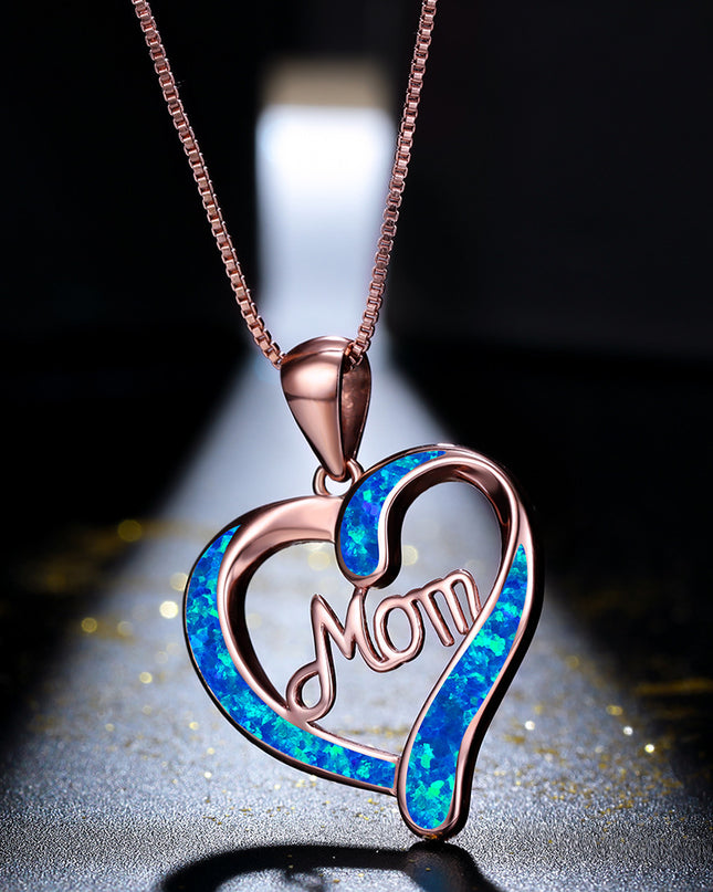 MOM Heart Pendant Necklace | Mother's Day Gift Jewelry