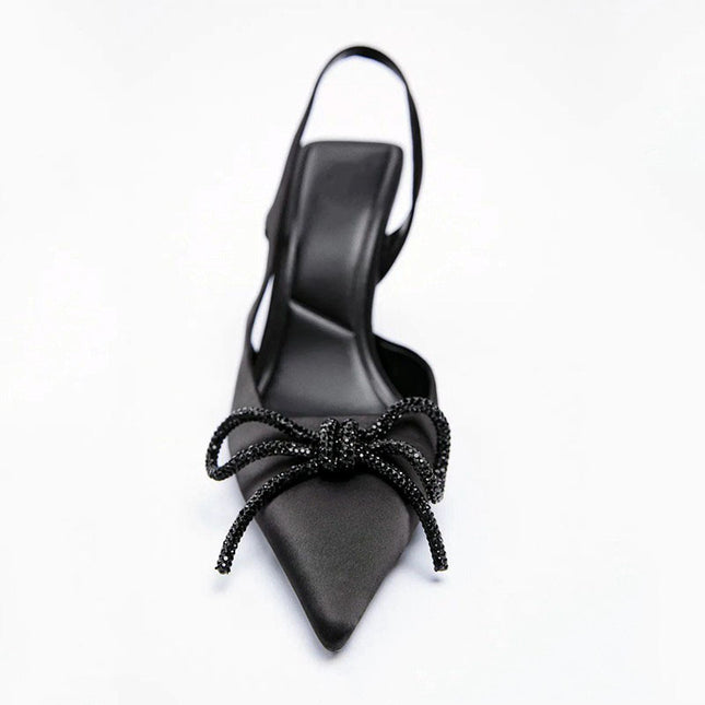 Women's Bow High Heel Sandals – Non-Slip, Black, Blue & Rose Red, EU 36–43