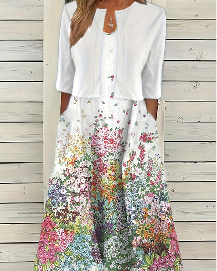 Women's  Flared Dress Suit – 3D Pattern, 11 Colors, S–5XL