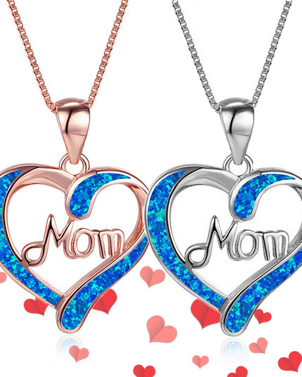 MOM Heart Pendant Necklace | Mother's Day Gift Jewelry