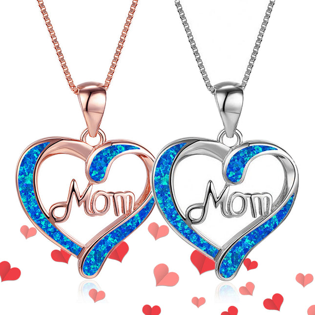 MOM Heart Pendant Necklace | Mother's Day Gift Jewelry