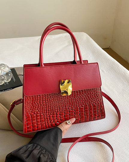 Women's Streetwear PU Leather Crossbody Bag – Patchwork Stitching, 6 Colors