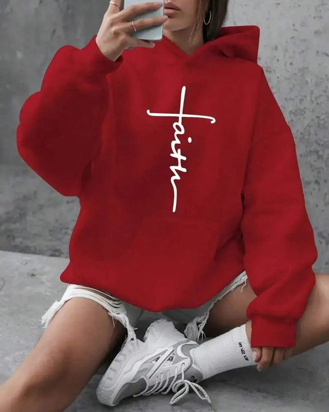 Women's Cross Graffiti Faith Hoodie – 3 Colors, Sizes S–3XL
