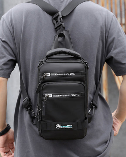 Multifunction Bags For Men Nylon Backpack Crossbody Shoulder Bag With USB Charging Port Chest Bags Pack
