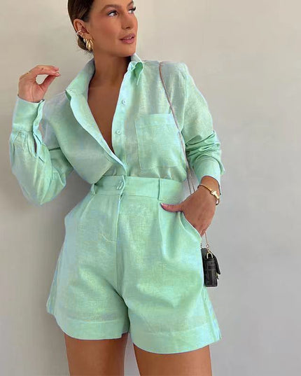 Cotton Shirt & Shorts Set