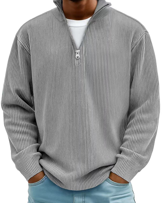 Men's Quarter Zip Stand Collar Sweatshirt – Warm Casual Pullover | 10 Colors | S–5XL
