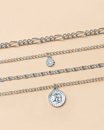 Layered Coin Necklace – Chunky Gold & Silver Chain | Women's Jewelry