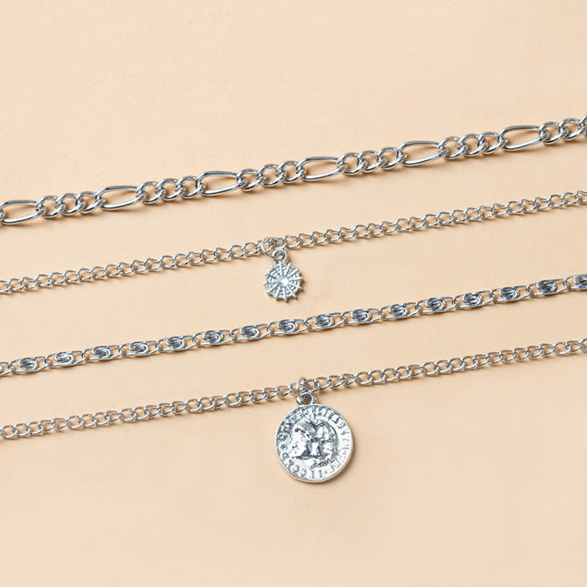Layered Coin Necklace – Chunky Gold & Silver Chain | Women's Jewelry