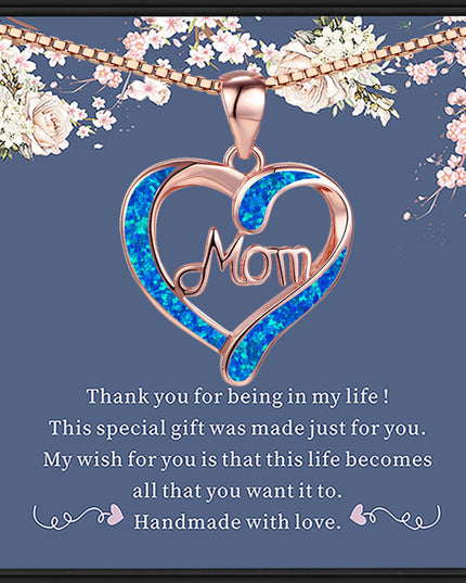 MOM Heart Pendant Necklace | Mother's Day Gift Jewelry