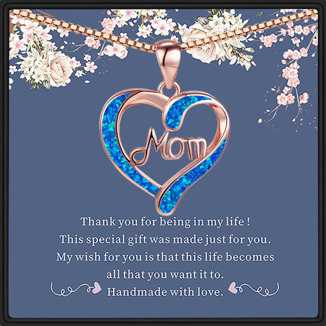 MOM Heart Pendant Necklace | Mother's Day Gift Jewelry