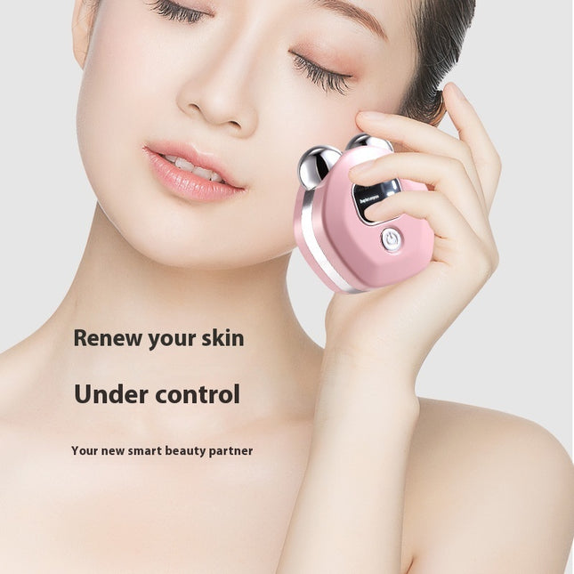 Microcurrent Double-Roller Facial Massager – Hot Compress, Skin Rejuvenation & Wrinkle Reduction