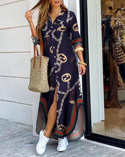 Women's Printed Long Fashion Dress – 16 Prints, S–5XL, Spring & Summer
