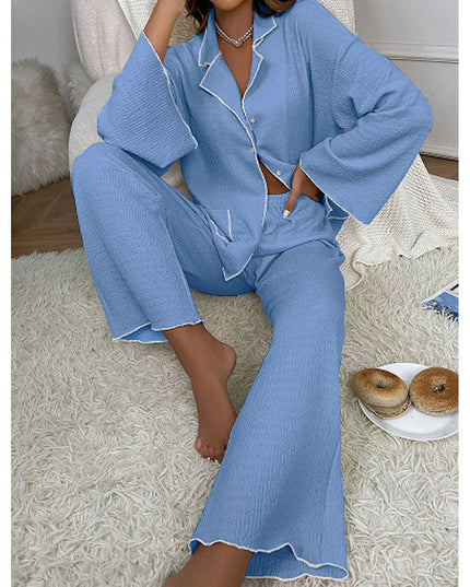Lapel Button-Up Pajama Set