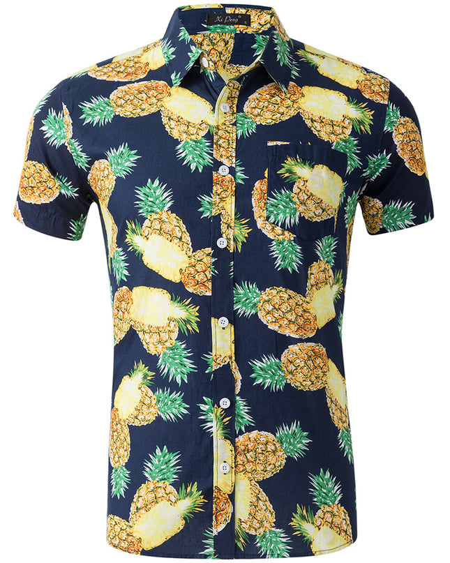 Men's 100% Cotton Printed Short Sleeve Shirt – 13 Prints, Sizes S–XXL