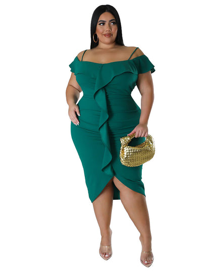 High Waist A-Line Midi Dress | Raglan Sleeve Everyday Dress