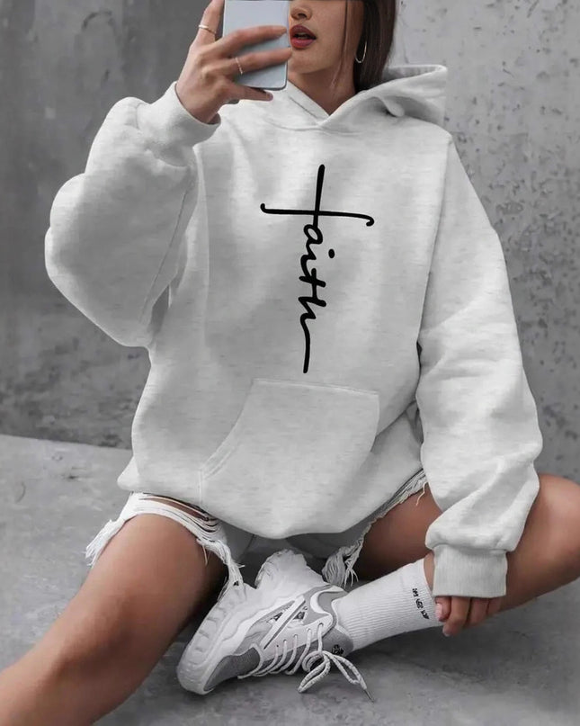Women's Cross Graffiti Faith Hoodie – 3 Colors, Sizes S–3XL