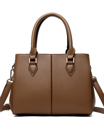 Women's Large-Capacity  Leather Crossbody Shoulder Bag – Soft, Structured, Khaki & Black