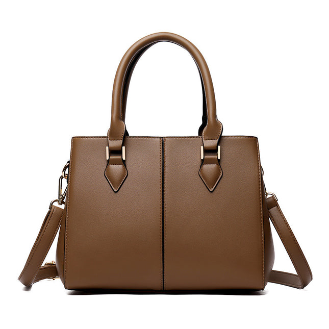 Women's Large-Capacity  Leather Crossbody Shoulder Bag – Soft, Structured, Khaki & Black