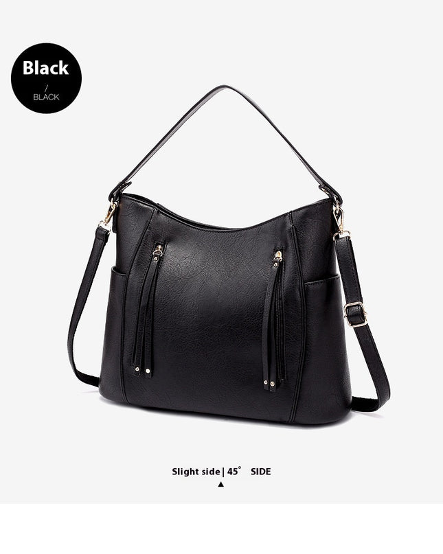 Women's Large Capacity PU Leather Handbag – Tassel Detail, Laptop Pocket, 3 Colors