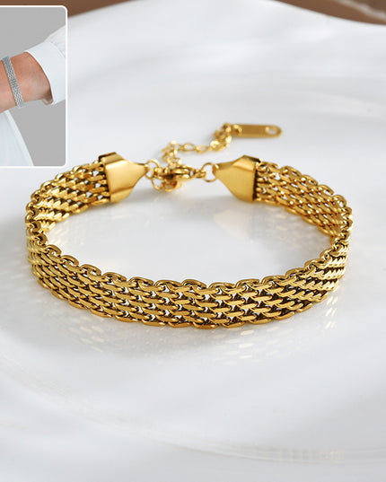 Geometric Chain Bracelet | Gold & Silver Titanium Steel Jewelry for Women