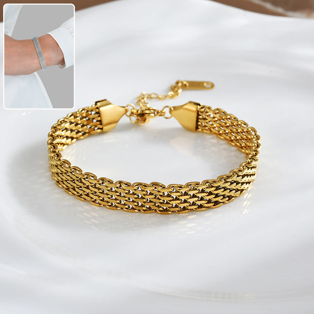Geometric Chain Bracelet | Gold & Silver Titanium Steel Jewelry for Women