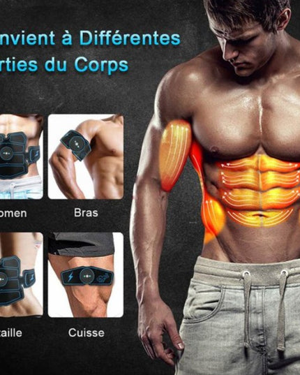 EMS Abs Muscle Stimulator 3-Piece Set – Electric Ab Toner for Abs, Arms & Legs, USB Rechargeable