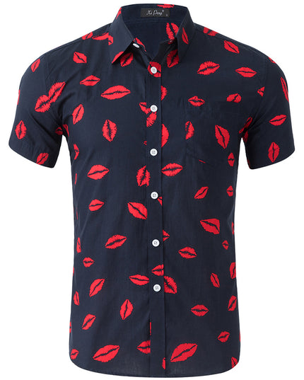 Men's 100% Cotton Printed Short Sleeve Shirt – 13 Prints, Sizes S–XXL