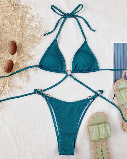 Women's Solid Green Bikini Set – Sexy Beach Swimwear, S–L