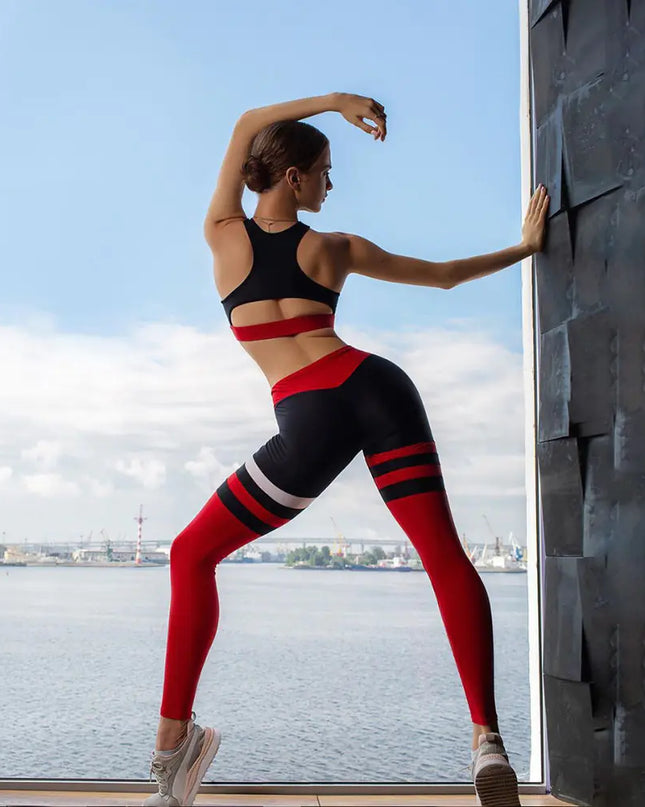 Women's Color-Block Yoga & Fitness Set – 3 Colors, Sizes S–L