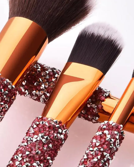 10-Piece Diamond Makeup Brush Set with Pouch